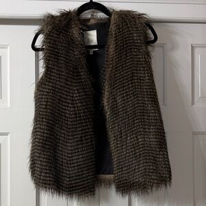 Jack Faux Fur Vest in Brown and Black